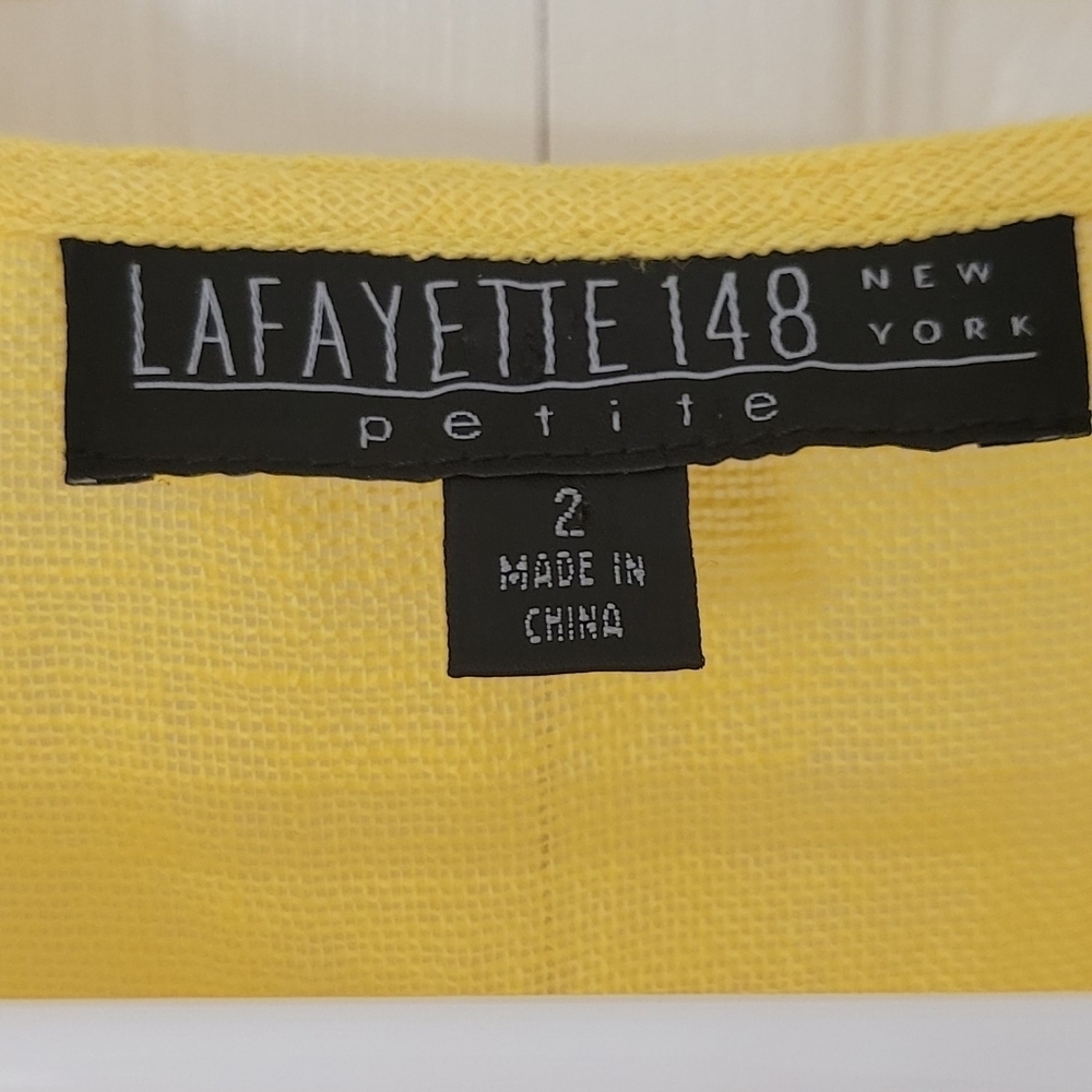 LAFAYETTE 148 Yellow Embroidered Women's Blouse   Linen 100% Size 2P - Picture 5 of 10